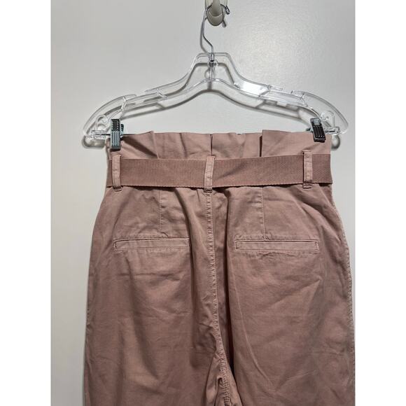 GUESS Women’s High Waist Belted Paperbag Pants Buckled Cuffs Size 2 in Dust Pink - Picture 4 of 11